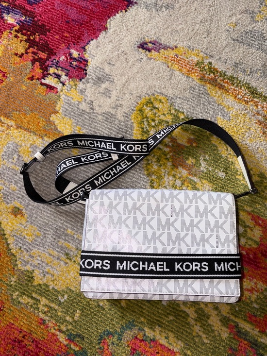 Michael Kors Handbags - Michael Kors White and Black MK Logo Crossbody Bag